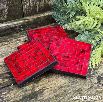 Mosaic Coasters (Set of 4) / Red