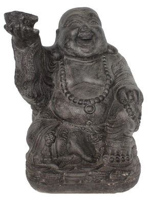 Garden Ornament - Happy Buddha 40cm Black/Brown