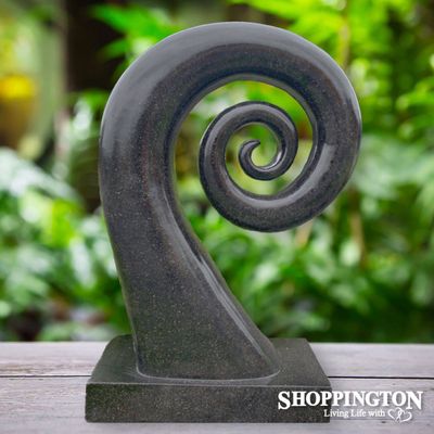 Garden Sculpture - Terrazzo Koru / Black 60cm