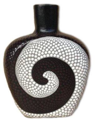 Pottery Dot Squat Vase / Black/White