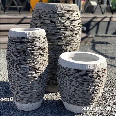 Garden Pot - Slate Stone Pot Round - 40cm