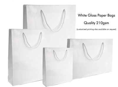 White Gloss Paper Bags 210gsm per 50 Bags