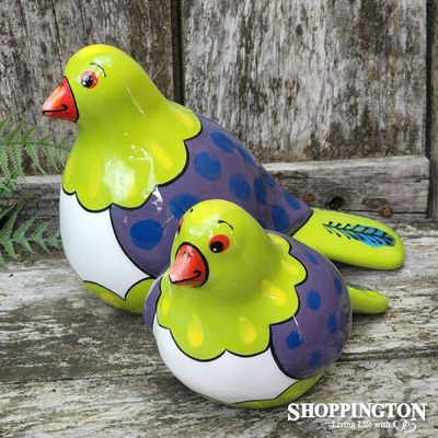 NZ Made Garden Ornament - Splashy Bird Art / Wood Pigeon