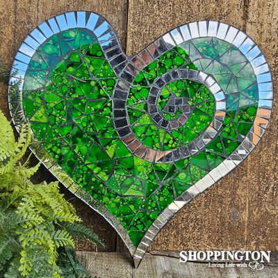 z Abstract Mosaic Heart with Mirror Trim / Green