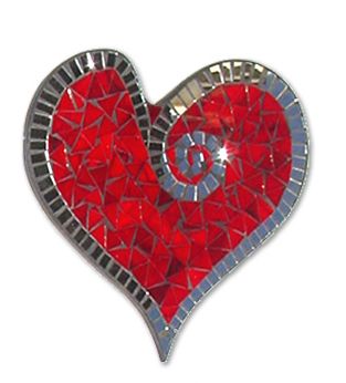 z Abstract Mosaic Heart with Mirror Trim / Red