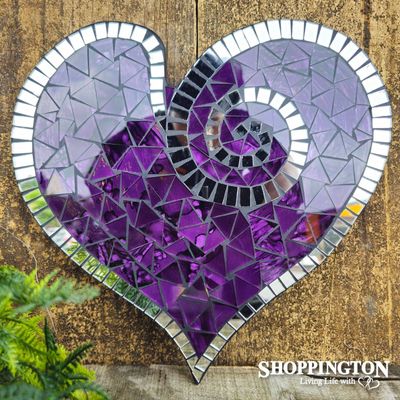 z Abstract Mosaic Heart with Mirror Trim / Purple