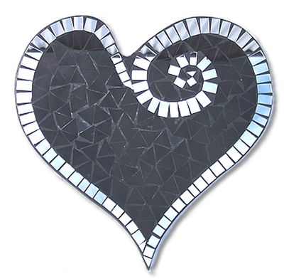 z Abstract Mosaic Heart with Mirror Trim / Black