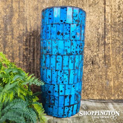 z 30cm Mosaic Vase Cylinder / Turquoise