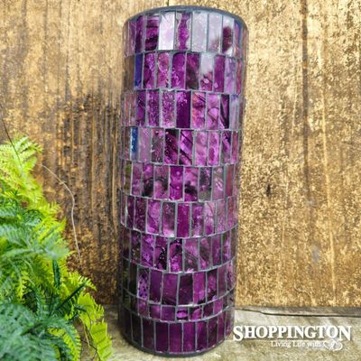 z 30cm Mosaic Vase Cylinder / Purple