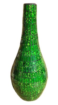 z 50cm Slim Neck Mosaic Vase / Green