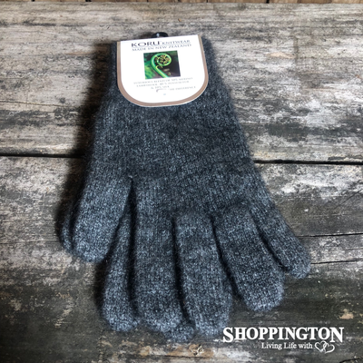 NZ Made Koru Knitwear - Possum Merino Gloves / Grey