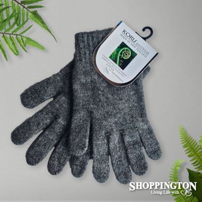 NZ Made Koru Knitwear - Possum Merino Gloves / Grey