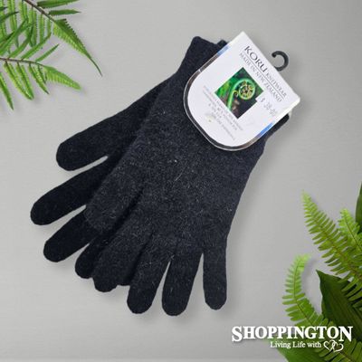 NZ Made Koru Knitwear - Possum Merino Gloves / Black