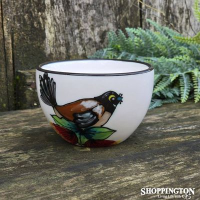 NZ Made Handpainted Cappucino Cup / Fantail Design