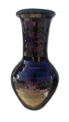 z 60cm Mosaic Fat Floor Vase / Purple