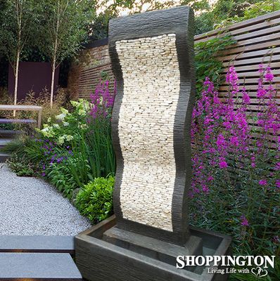 Pebble Effects Water Feature / Cream &amp; Grey 75cm x 147cm