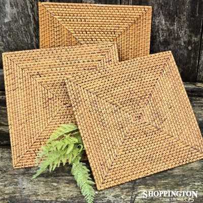 Rattan Cane Placemat - Natural - Square