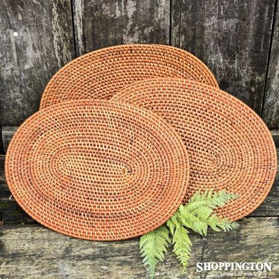 Rattan Cane Placemat - Natural - Oval