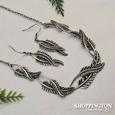 Necklace - Silver Fern Necklace and Earrings