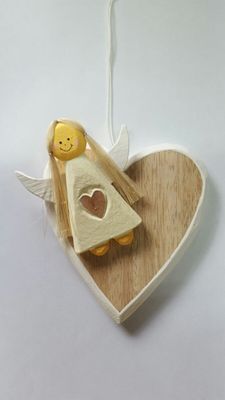 Hanging Heart Angel Decoration