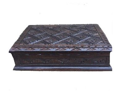 Jewellery Box - Carved Wooden Jewellery Box - 20cm x 16cm