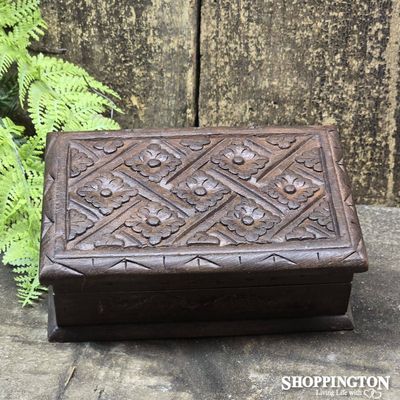 Jewellery Box - Carved Wooden Jewellery Box - 15cm x 10cm