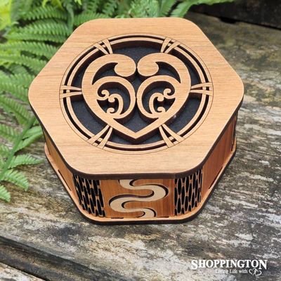 NZ Made Wooden Hexagon Box / Heart