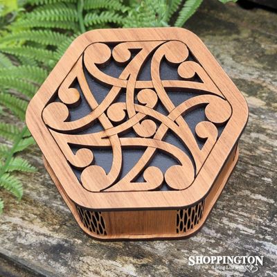 NZ Made Wooden Hexagon Box / Koru