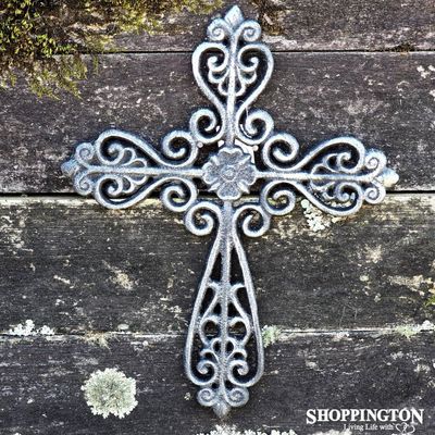 Cast Iron Black/Silver Scroll Cast Iron Cross