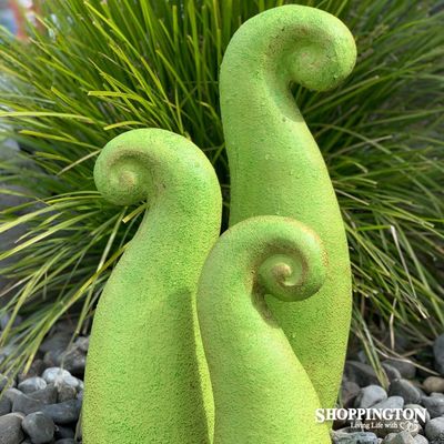 Garden Ornament - Pottery Koru Garden Art - Green (set of 3)