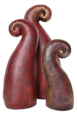 Garden Ornament - Pottery Koru Garden Art - Red (set of 3)