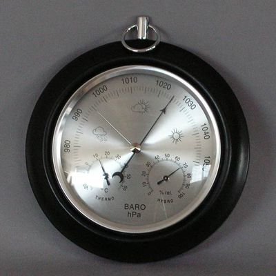 Black Thermometer &amp; Hygrometer In Dial