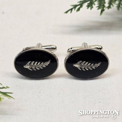 Cuff Links - Silver Fern