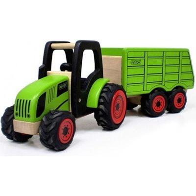 Pintoy - Wooden Tractor &amp; Hopper Trailer
