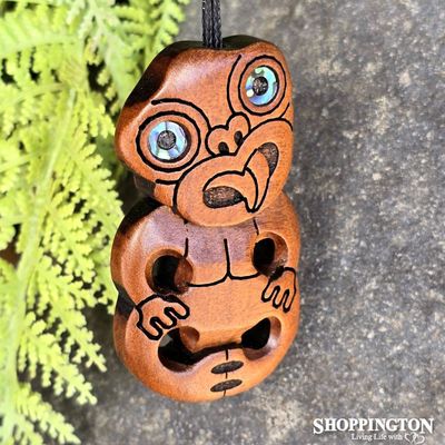 NZ Made Kauri Pendant - Carved Tiki