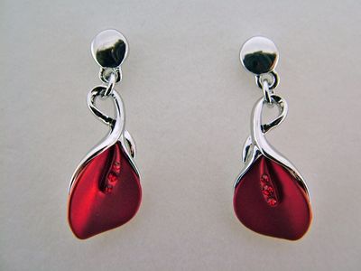 Earrings - Red Lily