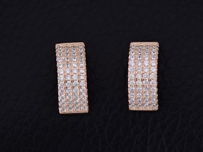 Sterling Silver - Rose Gold Rectangle Studs