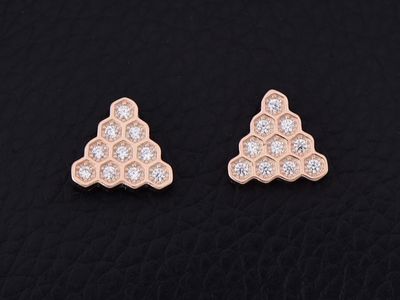 Sterling Silver - Rose Gold Triangle Studs