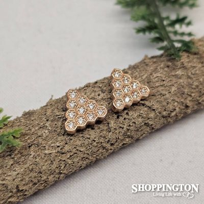 Sterling Silver - Rose Gold Triangle Studs