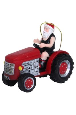 Black Singlet Santa on a Tractor