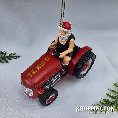 Black Singlet Santa on a Tractor