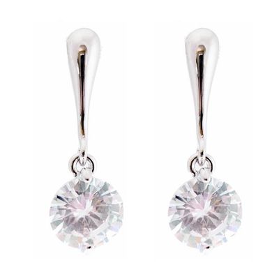 Earrings - Silver Drop with Crystal