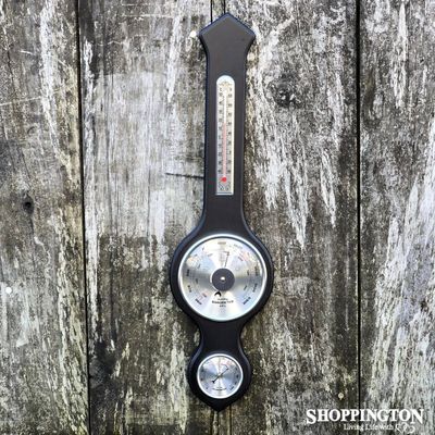 Black Barometer/Hygometer/Thermometer 50x16cm