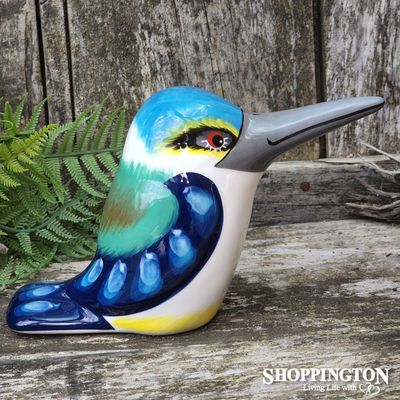 NZ Made Garden Ornament - Splashy Bird Art / Kingfisher Large