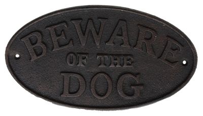 Cast Iron Beware of the Dog Plaque