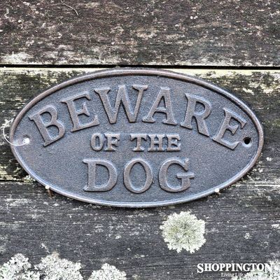 Cast Iron Beware of the Dog Plaque