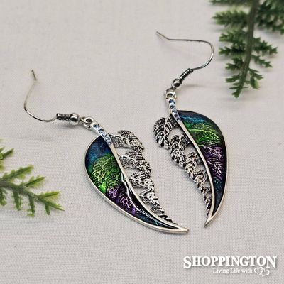 Earrings - Blue/Green/Purple Silver-Fern Ox-Silver