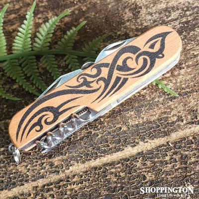 Rimu Pocket Knife - Tribal Kowhaiwhai