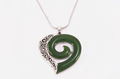 Necklace - Jade Koru Heart