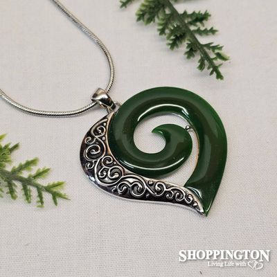 Necklace - Jade Koru Heart